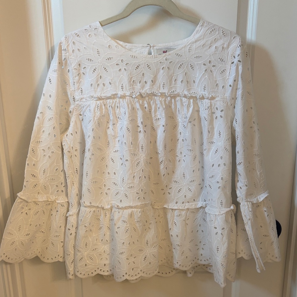Vineyard Vines White Eyelet Lace Women's Top